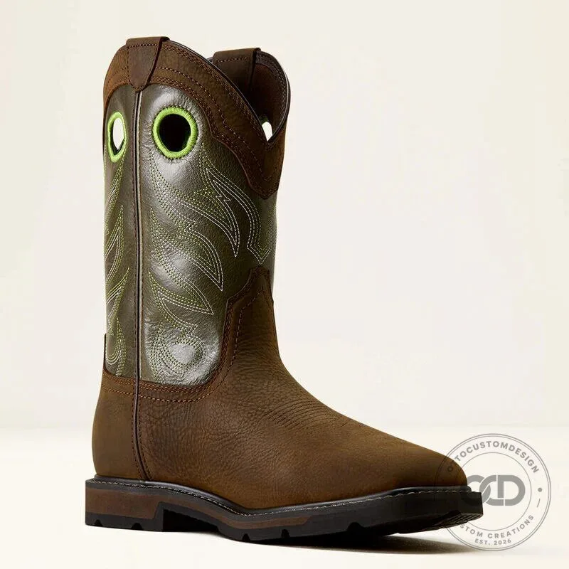 Ariat Men's Groundwork Waterproof Wide Square Toe Steel Toe Work Boots 9 Ariat Men
